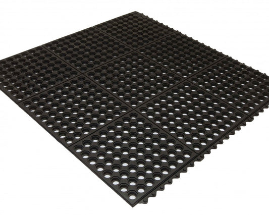 Value Flex Open Top interlocking rubber anti fatigue mat tiles installed together