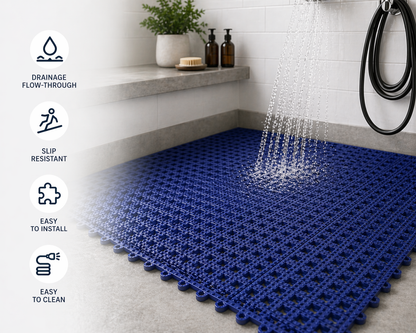 V-Dek - Wet Area Drainage Mat Tiles – Interlocking Non-Slip Floor Tile