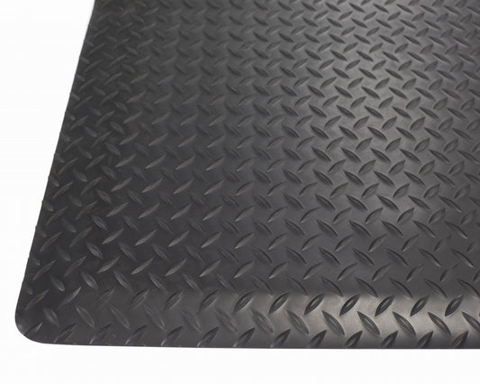 Foam Fusion black anti fatigue mat diamond plate surface texture
