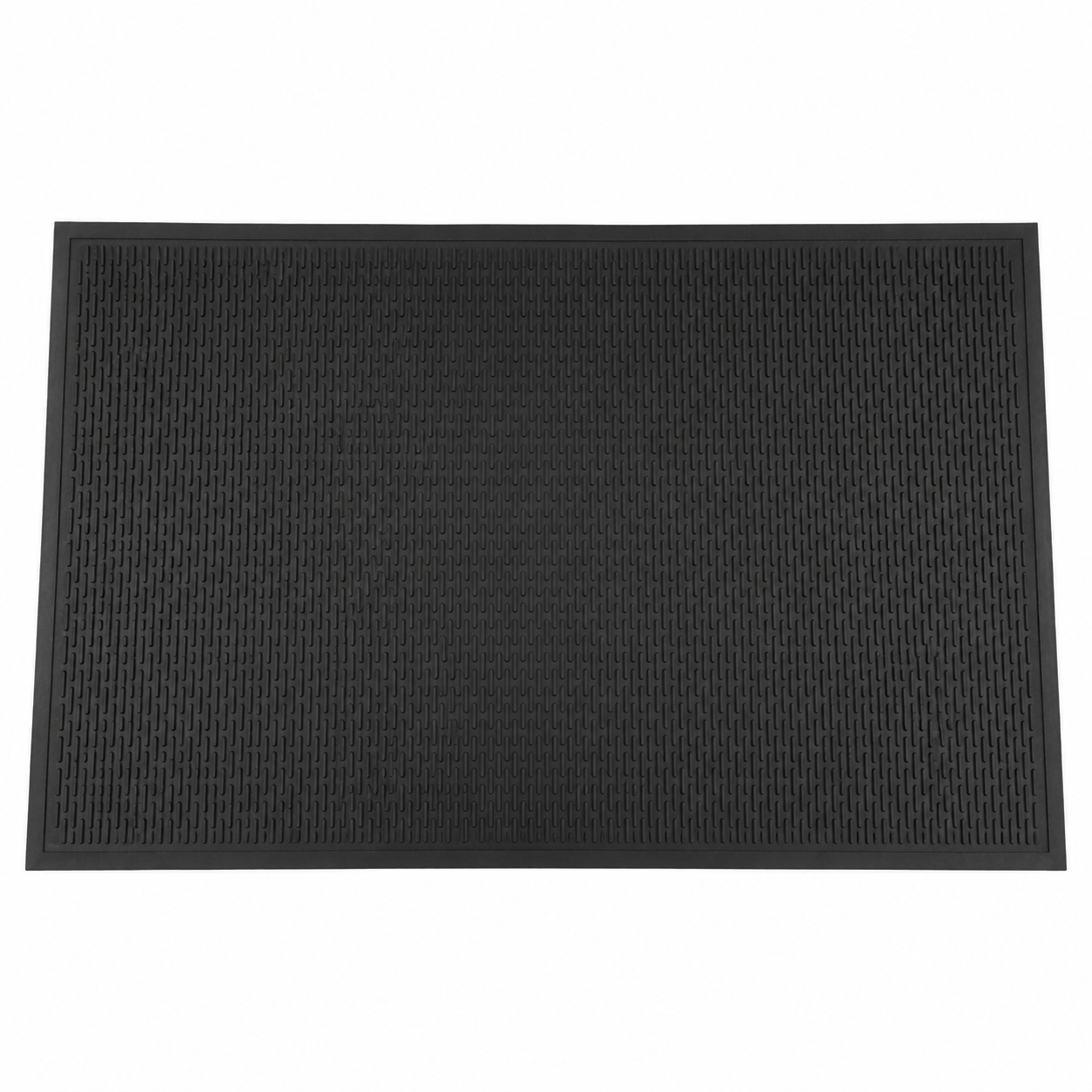 Black rubber scraper mat in a 3 ft x 5 ft size