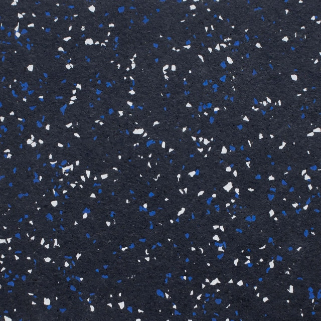 Voyager rubber gym flooring tile in blue speckle